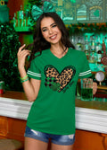 Womens St Patricks Lucky Clover T Shirt Short Sleeve Leopard Green Size S by Deal US