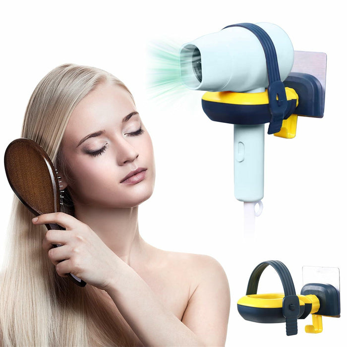 RAUWIZX Wall Mounted Hair Dryer Rack Adjustable 360° Rotating Holder by Deal US