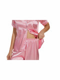 Women's Plus Size Pajama Set Short & Long Sleeve Top with Pants Size M Pink by Deal US