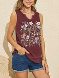 YIUIERE Womens Floral V Neck Tank Top Maroon Size S by Deal US