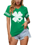 Women St Patricks Lucky Green V Neck T Shirt Gold Shamrock Size M by Deal US