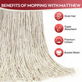 Matthew Cleaning 20oz Cotton Floor Mop Refill 6Pack White Heavy Duty by Deal US