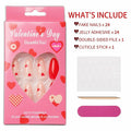 Valentine's Day Short Almond Fake Nails Red Heart White Dots 24Pcs by Deal US