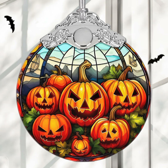 Pumpkin Family Stained Glass Christmas Ornament Holiday Decoration by Deal US