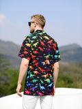 GADZILLE Mens Dinosaur Tie Dye Button Down Shirt Rainbow Size XXL by Deal US