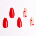Valentine's Day Short Almond Fake Nails Red Heart White Dots 24Pcs by Deal US
