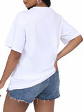 LovelyWholesale Womens Oversized Graphic Tee Short Sleeve White Size M by Deal US