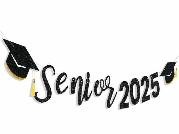 Oudain Glitter Senior 2025 Graduation Cap Banner Congrats Grad Blue by Deal US