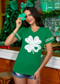 Women St Patricks Lucky Green V Neck T Shirt Gold Shamrock Size M by Deal US