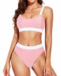 Tempt Me Women Pink White Two Piece High Waisted Bikini Swimsuit XL by Deal US