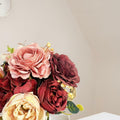 XDDCPWL Faux Silk Roses Flower Arrangement Pink Red Beige Vase Decor by Deal US