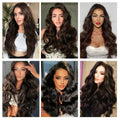 BHF 20in Wavy Clip In Synthetic Hair Extensions Full Head 6pcs Dark Brown by Deal US
