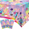 3 PCS Hippy Rainbow Disposable Plastic Tablecloth Rectangle Multicolor by Deal US