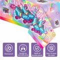 3 PCS Hippy Rainbow Disposable Plastic Tablecloth Rectangle Multicolor by Deal US