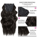BHF 20in Wavy Clip In Synthetic Hair Extensions Full Head 6pcs Dark Brown by Deal US