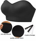 PRETTYWELL Strapless Padded Bandeau Bra Wireless Comfort Black Size L by Deal US