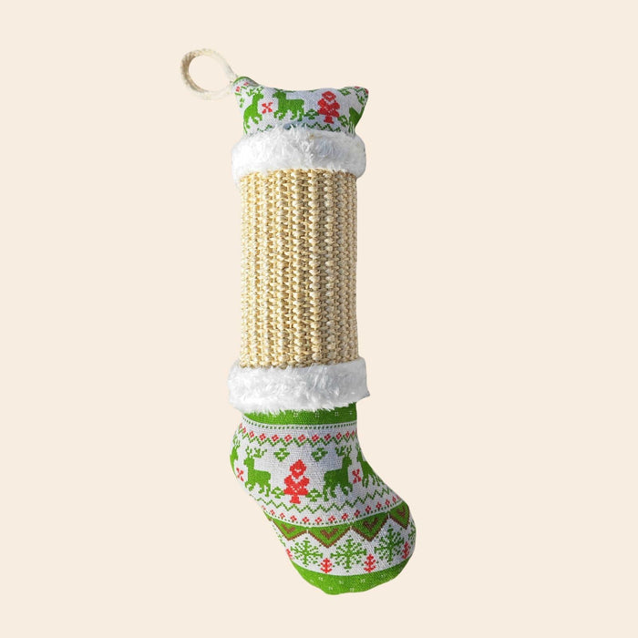 FuneeTop Interactive Cat Kicker Toy Stocking Shape 12'' Natural Sisal Red by Deal US