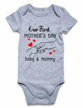 Funnycokid Baby Mother's Day Outfit Our First Mother's Day, Gray, 0-3 Months by Deal US