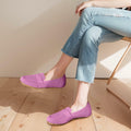 Lrtyu Womens Knit Driving Loafers Comfortable Slip On Casual Pink Size 7 by Deal US