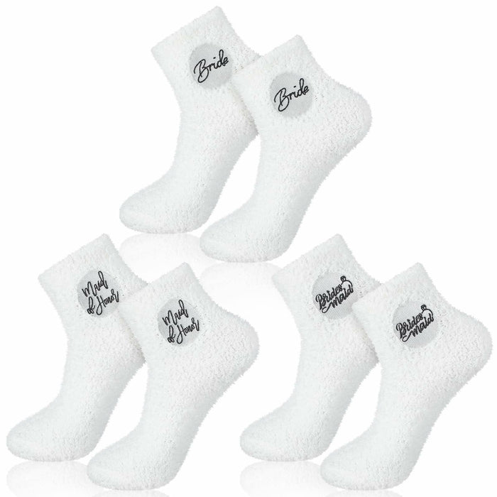 Skicuff 3 Pairs Bridesmaid Fuzzy Coral Fleece Socks Women Wedding Gifts by Deal US