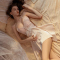 Acariciar Lace Babydoll Teddy Nightgown Butterfly Skirt White Size L by Deal US