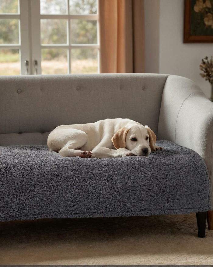 Waterproof Stuffed Dog Bed Cover Blanket Reversible Paw Print Grey 52x82 by Deal US