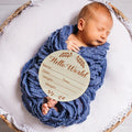 Hello World Olive Branch Newborn Sign 6" Round Birch Wood Baby Plaque by Deal US