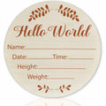 Hello World Olive Branch Newborn Sign 6" Round Birch Wood Baby Plaque by Deal US