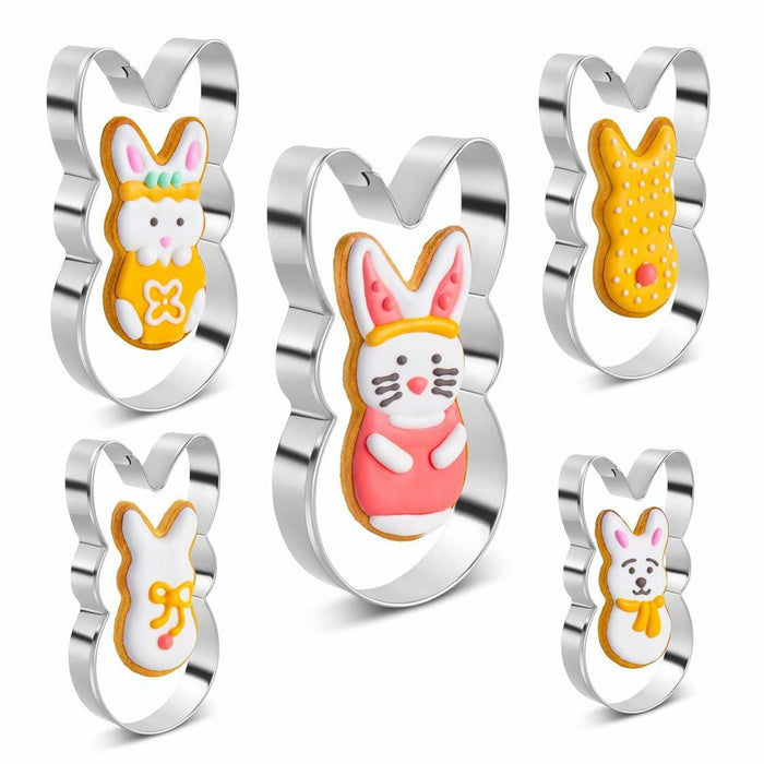 Easter Bunny Cookie Cutter Set Stainless Steel 5 Pieces Holiday Party by Deal US