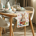 QIONG MENG Easter Table Runner Bunny Eggs Basket Flowers 13x72 Inch by Deal US