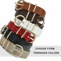 Earnda Women's Faux Leather Waist Belt Red Gold Buckle Large Size L by Deal US