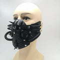 Ubauta Steampunk Leather Mask Adjustable Rivets Tubular Design Black by Deal US
