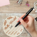 Hello World Olive Branch Newborn Sign 6" Round Birch Wood Baby Plaque by Deal US