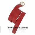 Earnda Women's Faux Leather Waist Belt Red Gold Buckle Large Size L by Deal US