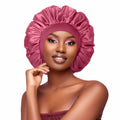 Satin Bonnet 2 Pack Silk Hair Bonnets Black Peacock Blue Pink by Deal US