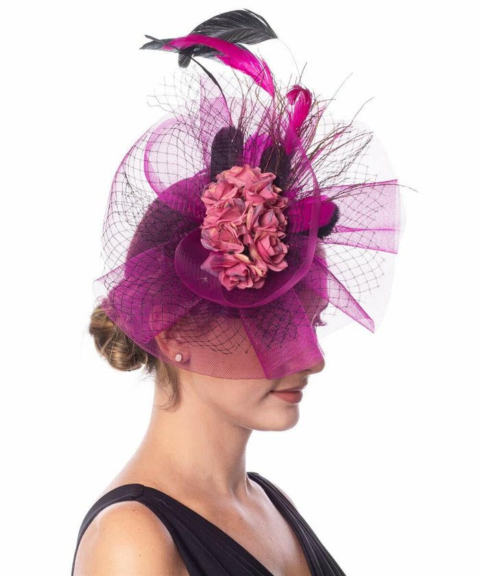 Lucky Leaf Fascinators Hair Clip Headband Pillbox Hat Fuschia Medium by Deal US