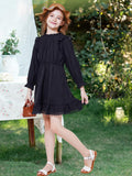 WULFUL Girls Long Sleeve A-line Belted Dress Navy Size 11-12 by Deal US