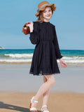 WULFUL Girls Long Sleeve A-line Belted Dress Navy Size 11-12 by Deal US