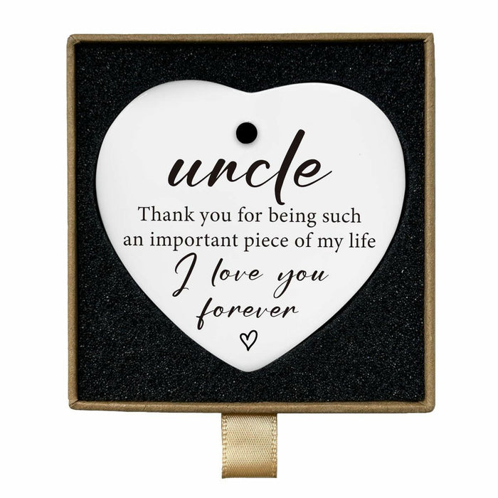 Uncle Gifts Heart Ceramic Ornament Sign Christmas Birthday Gift by Deal US