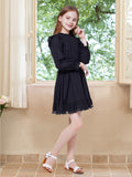 WULFUL Girls Long Sleeve A-line Belted Dress Navy Size 11-12 by Deal US