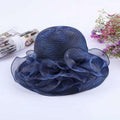 Women Organza Derby Sun Hat Kentucky Fascinator Flower Bridal Straw Navy by Deal US