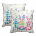 Easter Rabbit Cotton Throw Pillow Covers 18x18 Inch Set of 2 Buffalo Plaid by Deal US