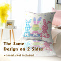 Easter Rabbit Cotton Throw Pillow Covers 18x18 Inch Set of 2 Buffalo Plaid by Deal US