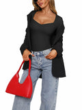 PINKMSTYLE V Neck Long Sleeve T Shirt Women Grey Size XXL by Deal US