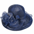 Women Organza Derby Sun Hat Kentucky Fascinator Flower Bridal Straw Navy by Deal US