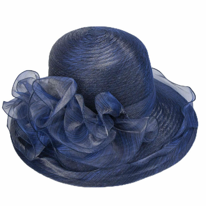 Women Organza Derby Sun Hat Kentucky Fascinator Flower Bridal Straw Navy by Deal US