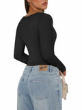 PINKMSTYLE V Neck Long Sleeve T Shirt Women Grey Size XXL by Deal US