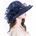 Women Organza Derby Sun Hat Kentucky Fascinator Flower Bridal Straw Navy by Deal US