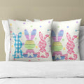 Easter Rabbit Cotton Throw Pillow Covers 18x18 Inch Set of 2 Buffalo Plaid by Deal US