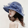 Women Organza Derby Sun Hat Kentucky Fascinator Flower Bridal Straw Navy by Deal US